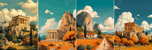 vector illustration of greek landscape