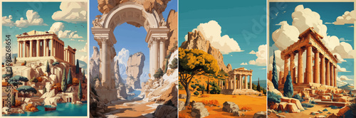 vector illustration of greek landscape
