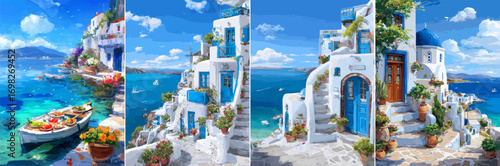 vector illustration of greek landscape