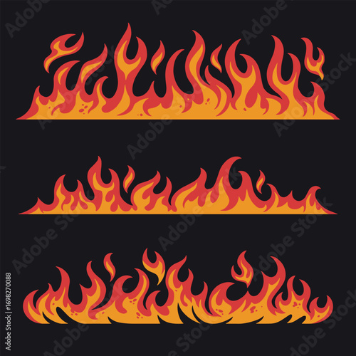 Colorful flames on a dark backdrop
