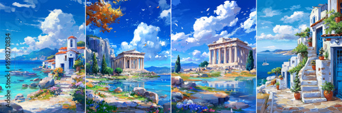 vector illustration of greek landscape