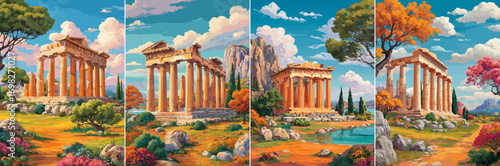 vector illustration of greek landscape