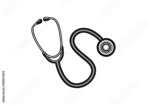 Silhouette of a classic stethoscope diagnostic device for medical professional use vector illustration.