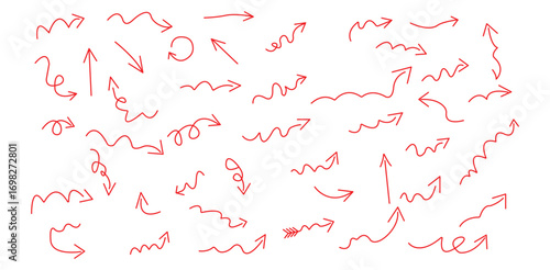 Guiding paths and endless possibilities depicted by a whimsical collection of hand drawn red on transparent background