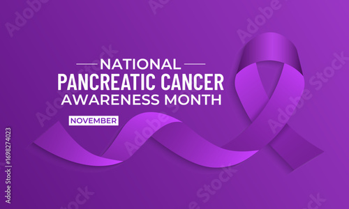 November is Pancreatic Cancer Awareness Month, dedicated to early detection, patient support, and research. Concept for healthcare and medicine. Banner poster, social media, background design. eps 10.
