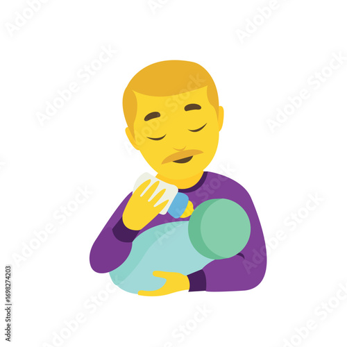 bottle feeding baby parent dad father man male emoji symbol sign icon vector illustration isolated flat