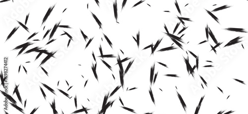 Sharp, black abstract shapes form a chaotic, textured design on a bright white background, creating a dynamic and modern pattern that is both striking and visually engaging