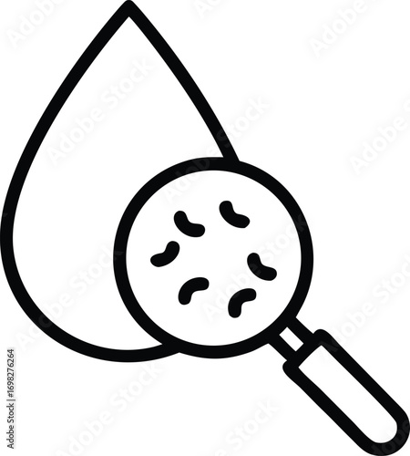 bacteria in water drop outline icon