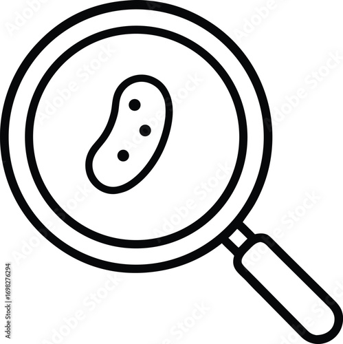 magnifying glass with bacteria outline icon