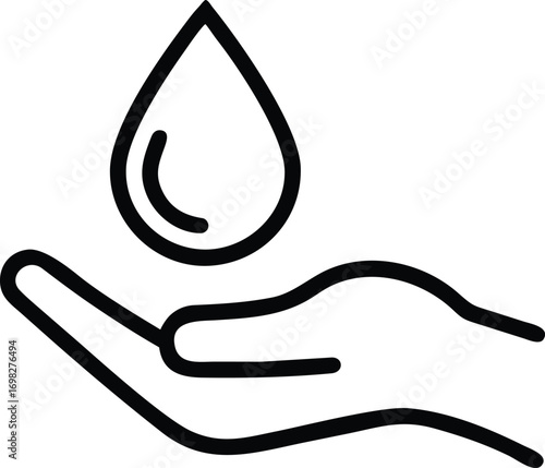 hand with water drop outline icon