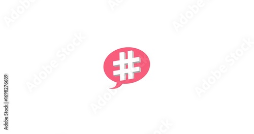 Animated hashtag icon representing hashtag concept for digital and creative use