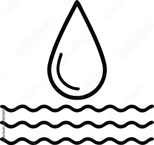 water drop on water waves vector outline icon
