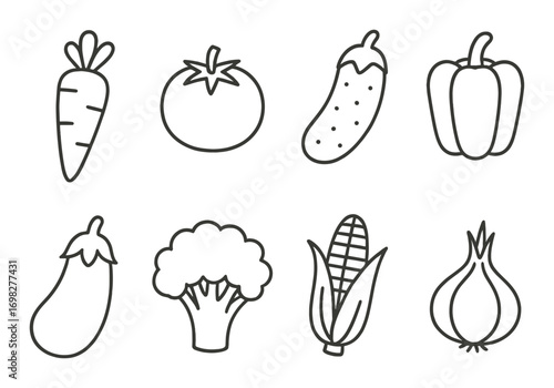 Outline of various vegetables on subtle gradient background