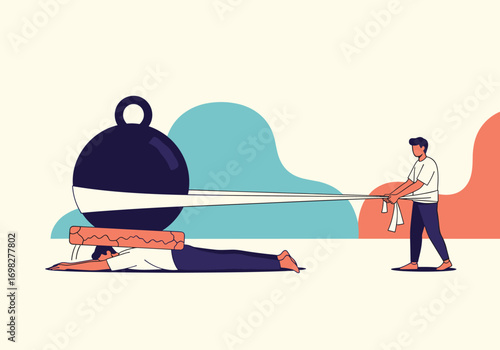 Illustrating the immense pressure and struggle faced by individuals under heavy burdens and societal expectations
