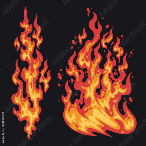 Vibrant flames depicted in colorful art style