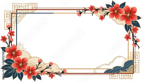 Create a kinds of deferent collection of modern Japanese frame designs and Japanese pattern designs vector art with white background..