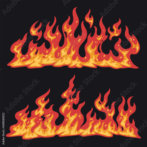 Flames in vibrant colors on a black background