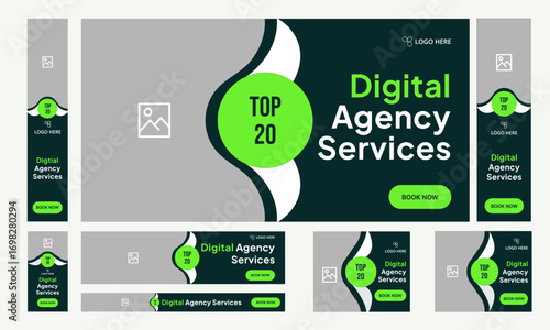 Best digital agency web bundle banner design for social media post, digital marketing agency web set banner design, fully customizable eps 10 file format