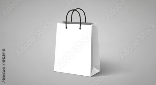 A blank white shopping bag, perfect for showcasing your brand or logo in a clean and modern presentation