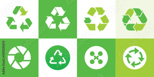 Vector illustration set of recycling symbols and waste bin icons, sustainability, eco-friendly design, environmental protection,Waste Bin and Recycling Symbol Icon Set in Red and Black Vector,sing,Ai