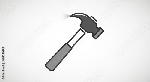Illustration of a gray hammer with a handle, a tool for construction and repair