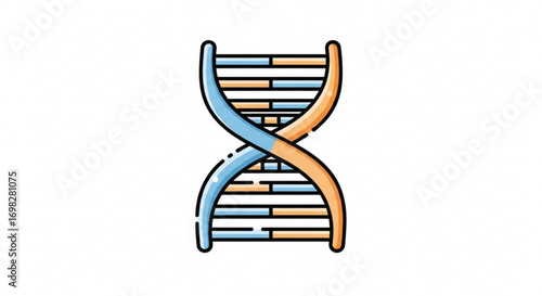 Illustration of a dna double helix, representing genetics, biology, and the building blocks of life and heredity