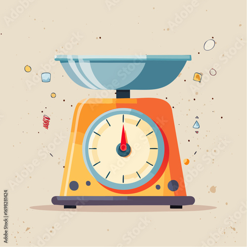Orange Kitchen Scale On Beige Speckled Background