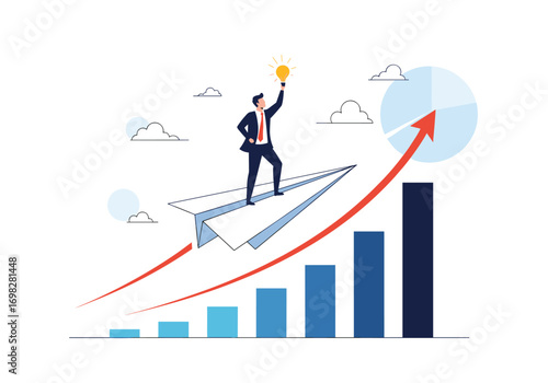 Entrepreneurial success with a creative idea leading to business growth and financial achievement