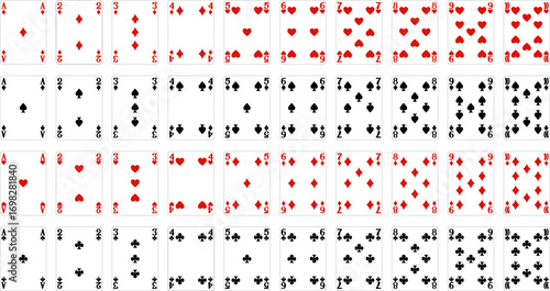 Number Cards Design from Deck of Playing Cards