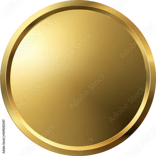 Gold Medallion with Circular Frame on Transparent Background