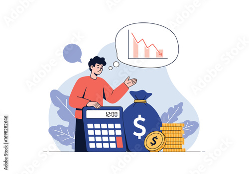 Understanding financial loss and its impact on personal finances with a calculator and money bag