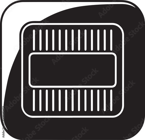 Black silhouette of a computer microchip processor isolated on white background
