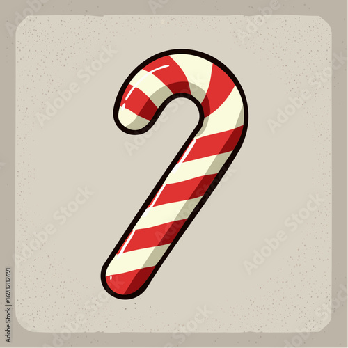 Red And White Candy Cane On Gray Background