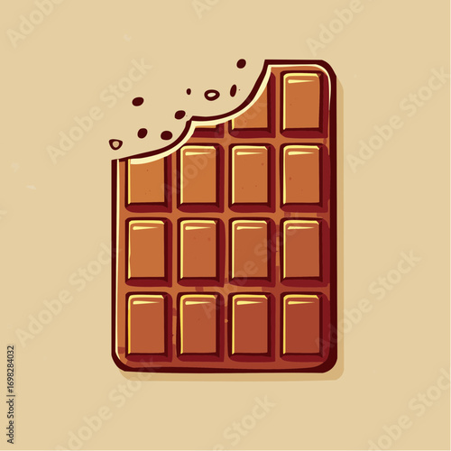 Partially Eaten Milk Chocolate Bar on Tan Background