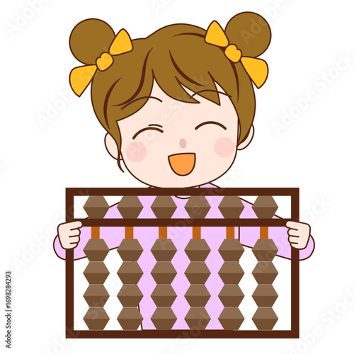 そろばんを持つ女の子