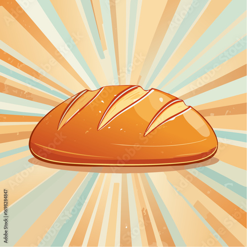 Freshly Baked Loaf of Bread on a Retro Background