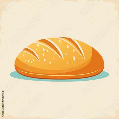 Freshly Baked Loaf of Bread on Blue Plate