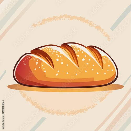 Freshly Baked Loaf of Crusty Bread on Warm Toned Background