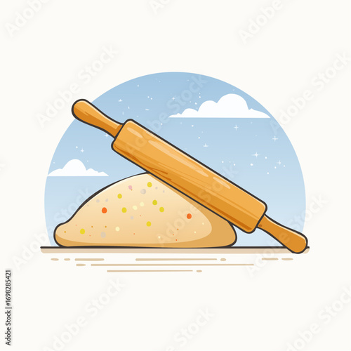 Rolling Pin on Whole Wheat Dough with Colorful Sprinkles