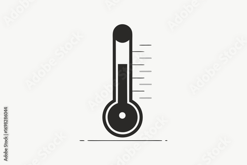 Thermometer icon showing temperature on a white background
