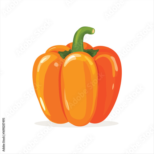 Vibrant orange bell pepper illustration