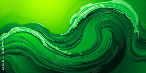 Abstract green background with a light blue spiral motion and watery texture