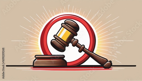 judge s gavel and no symbol the idea of prohibitive and restrictive laws prohibitions and criminalization repression limitation of freedoms and rights