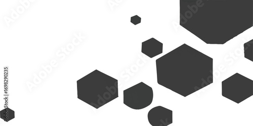 Geometric pattern of black and white dice, poker chips, and playing cards, with a cube design and hexagon shapes