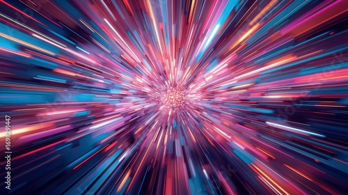 Abstract Light Speed Tunnel Vibrant Neon Lines and Glowing Energy