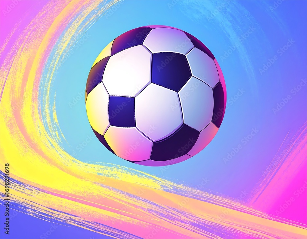 Obraz premium Vibrant soccer ball in a dynamic abstract background