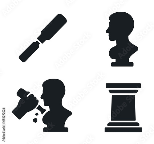 Chisel and bust silhouettes: icons of sculpture and craftsmanship