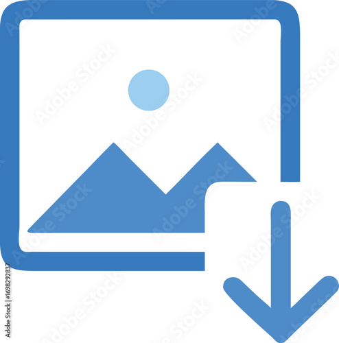 Icon symbolizing image download action and media saving process abstract graphic design element