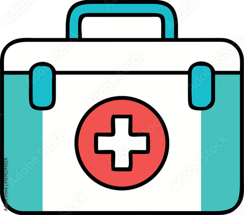 Medical first aid kit icon symbol representing emergency healthcare supplies and urgent treatment readiness