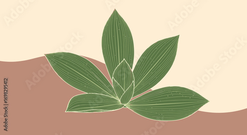 Abstract botanical design featuring green leaves and earth tones ideal for nature inspired projects and decorative applications